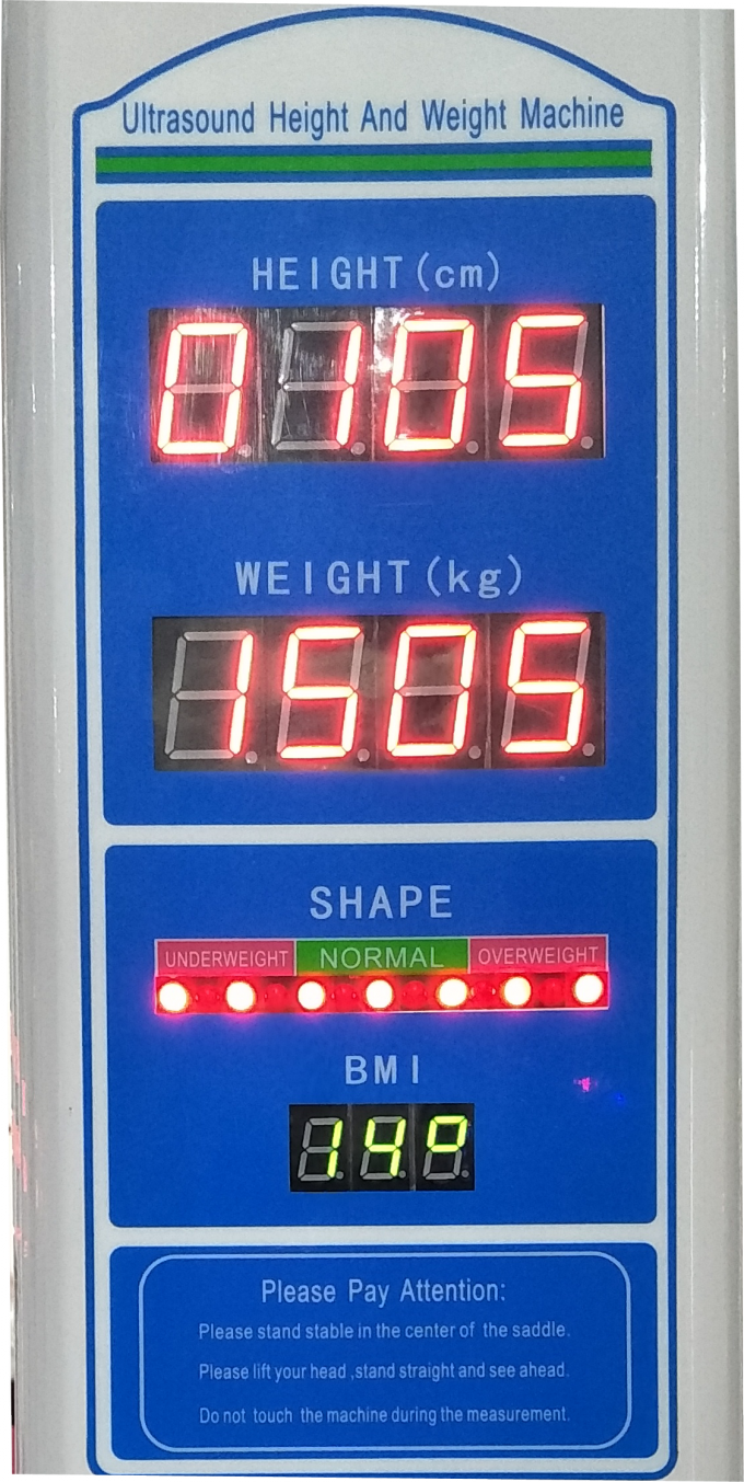 高さの測定を用いるbmiの重量を量る作動する機械および硬貨