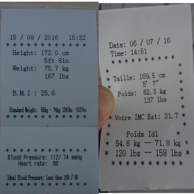 硬貨は高さの測定の血圧およびBMIの分析の天秤ばかりを作動させました