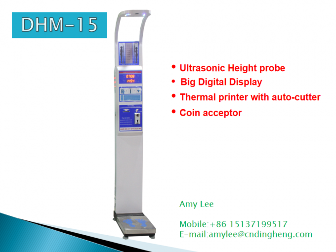 鉄材料が付いている硬貨によって作動させるBMIの医学の高さおよび重量のスケール